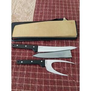 Vernco Stainless Steel 2 Pc Carving Set + Case Vintage Made In Japan